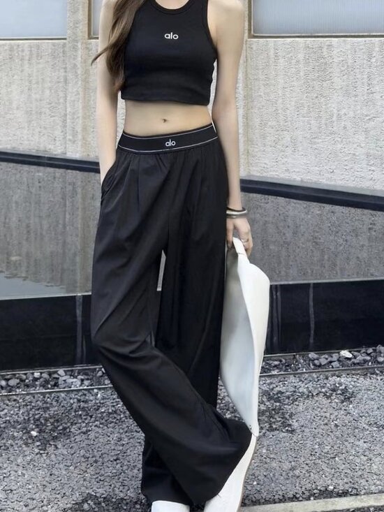 ALO Yoga Pants - Women's Regular Alo Yoga Versatile Black Trouser 😉office, travel, daily🤩